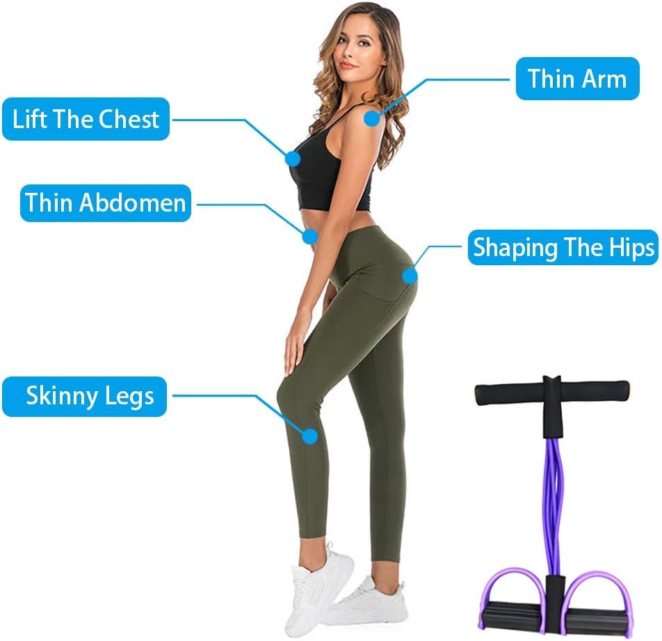 4-Tube Yoga Pedal Pull Reducer Resistance Band, Crossfit Exercise Fitness Tummy Body Building Equipment, for Abdomen/Waist/Arm/Leg Stretching...